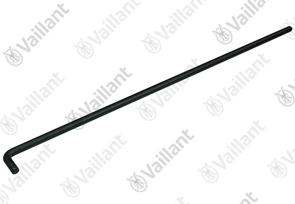 Schwarzer, gerader Halter von Vaillant mit einem abgewinkelten Ende. Die Oberfläche ist glatt und die Länge ist gleichmäßig.